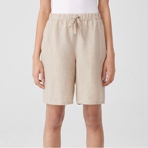 Eileen Fisher Soft Gray Linen Shorts Organic Linen Shorts, Tan Size XL